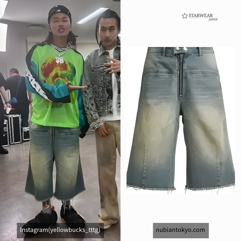 FRONT ZIP BAGGY DENIM SHORTS / VINTAGE IND