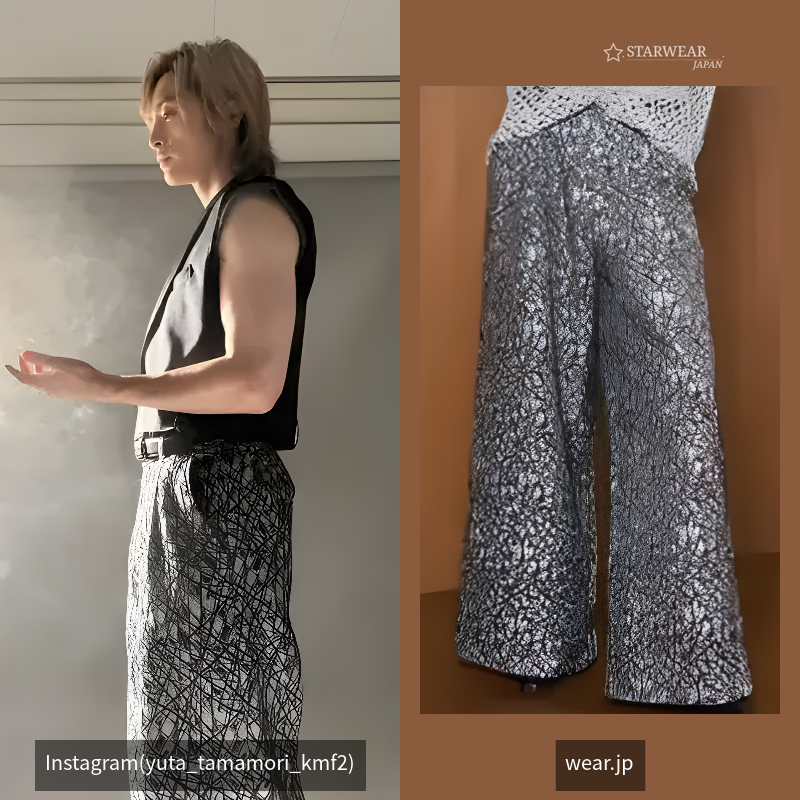 Jacquard glossy wide flare pants / ジャガードグロッシーフレアパンツ