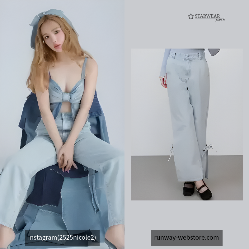 SIDE RIBBON DENIM PT