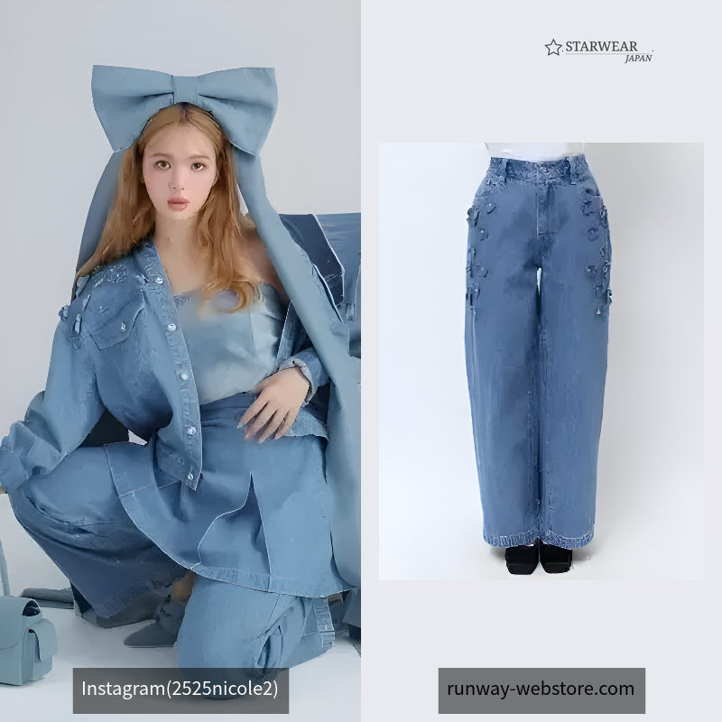 3D FLOWER STRAIGHT DENIM PT