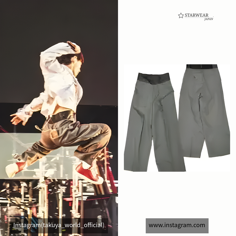 T/C TWILL WAIST VEGAN LEATHER TUCK PANTS
