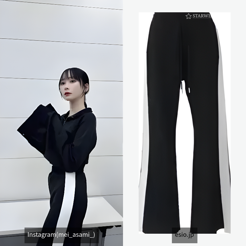 Rib line knit pants