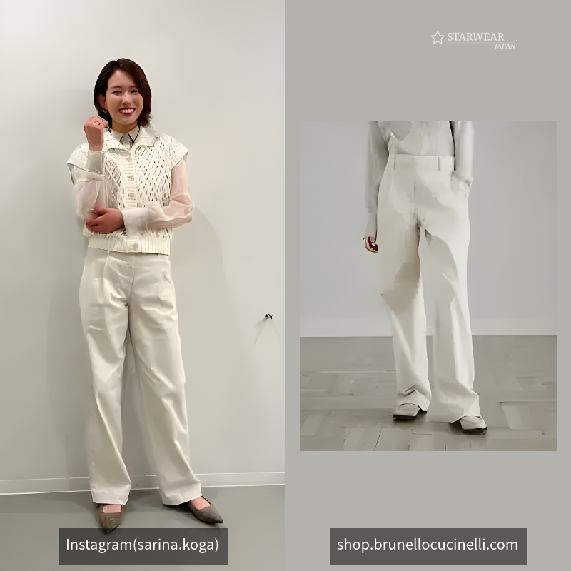 モニーレ付き ストレッチダイドデニム ルーズストレートパンツ