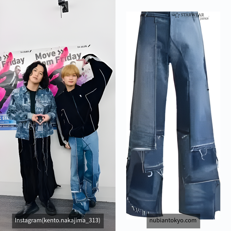 WIDE DENIM PATCHWORK PANTS