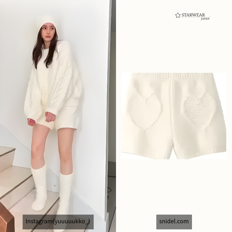 ケーブルニットショートパンツ