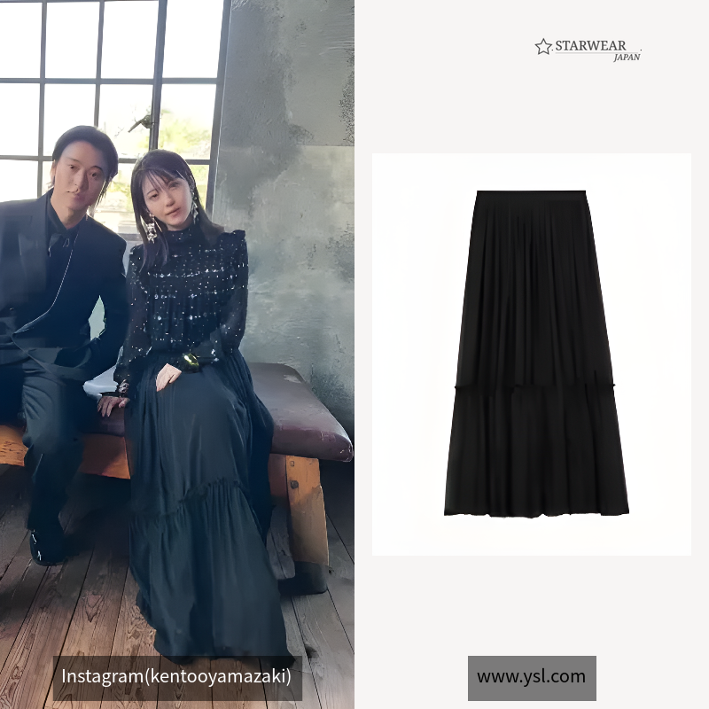 シルククレープ モスリン ラッフルスカート