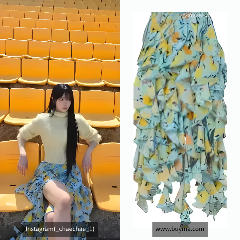 カーネーション柄ラッフルスカート