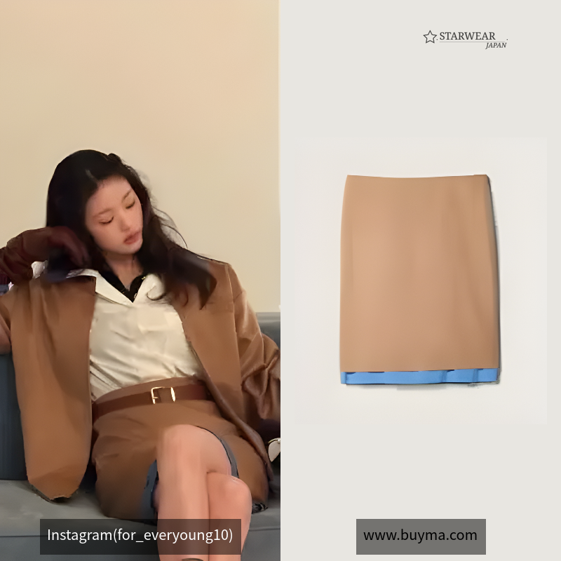 Camel-hair midi-skirt