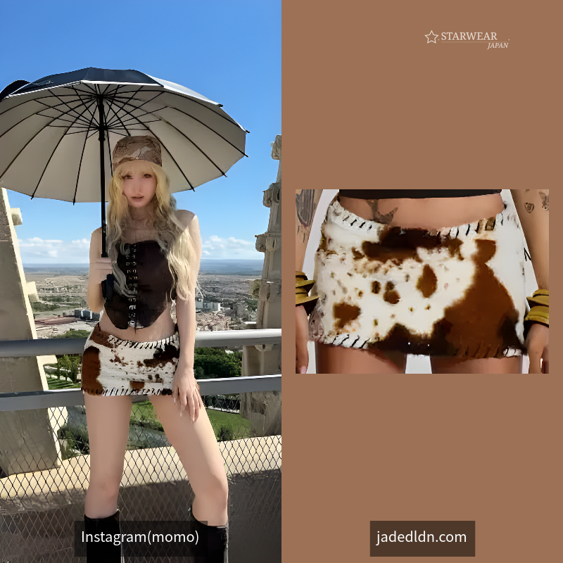 Kena Whipstitch Cow Micro Mini Skirt