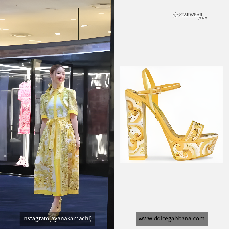POLISHED CALFSKIN PLATFORM SANDALS WITH MAJOLICA PRINT