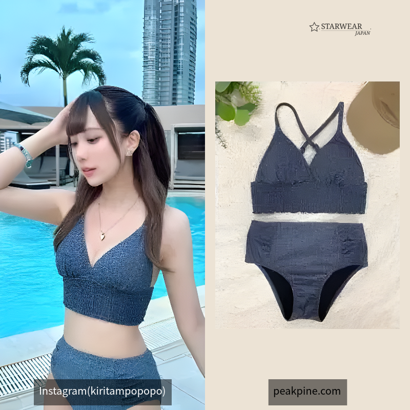デニム風ショルダー三角ビキニ